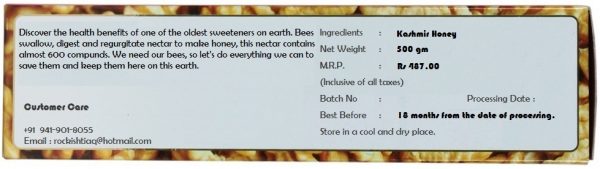 Rockishii Kashmiri Honey Pure & Natural 500 Grams (Pack Of 1) - Image 3